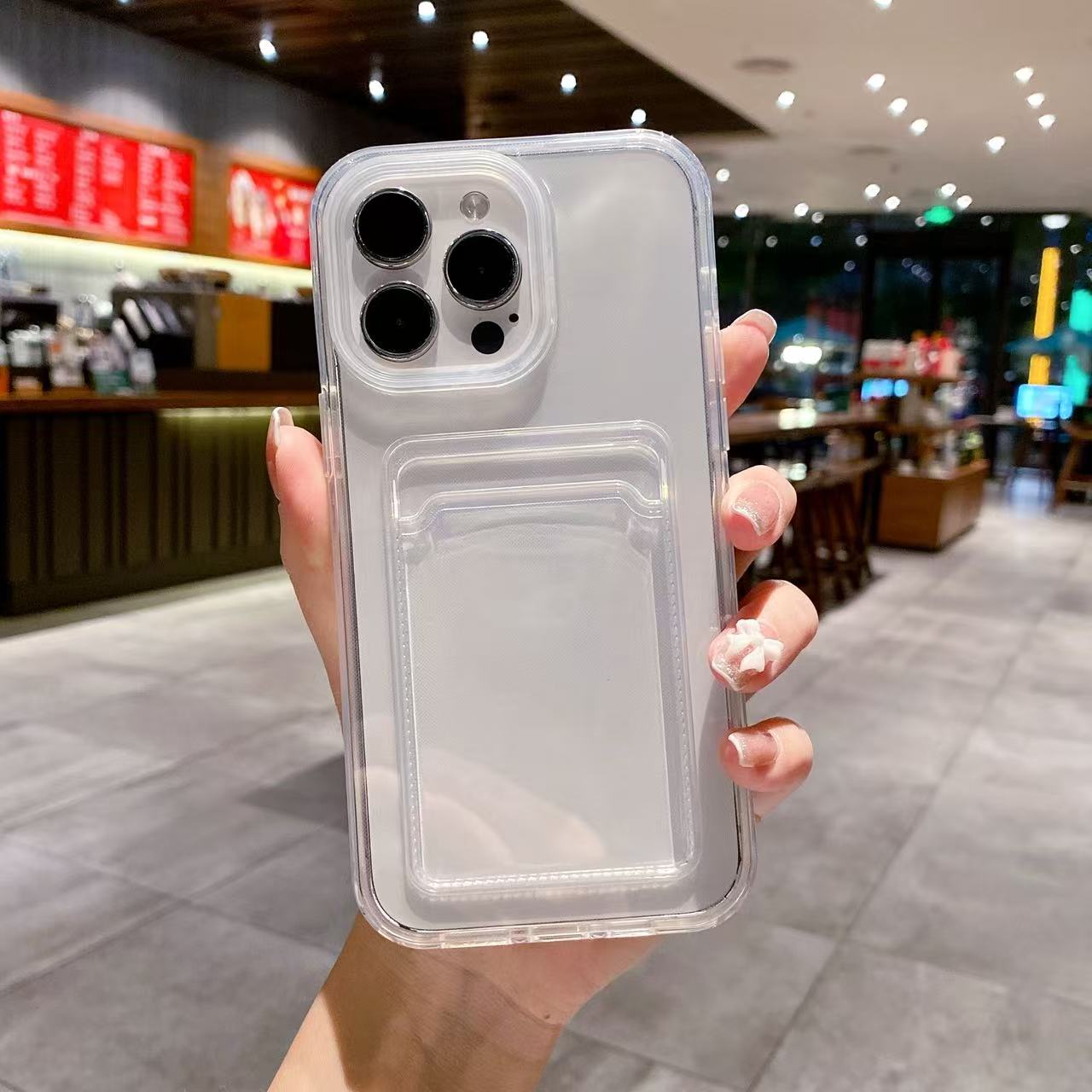 iPhone 16 pro 2 piece bumper Transparent Card Holder Wallet Case for iPhone 16p iPhone 16 pro 2 piece bumper Transparent Card Holder Wallet Case for iPhone 16p